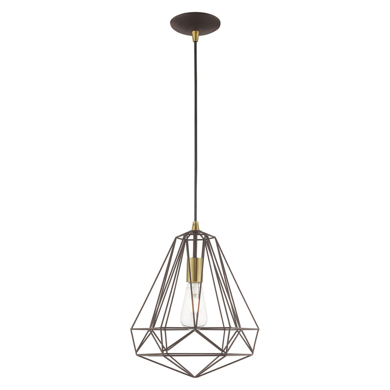 Knox 12.25" Pendant in Bronze with Antique Brass Accents