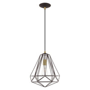 Knox 12.25" Pendant in Bronze with Antique Brass Accents
