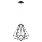 Knox 12.25" Pendant in Shiny Black with Polished Chrome Accents