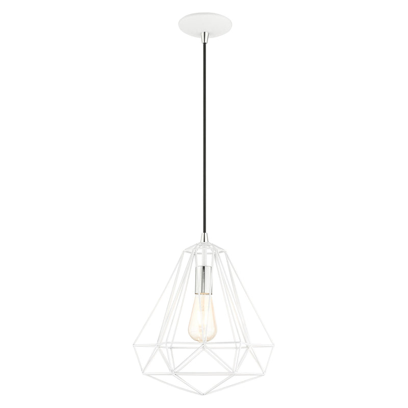 Knox 12.25" Pendant in Shiny White with Polished Chrome Accents