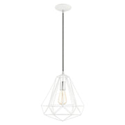 Knox 12.25" Pendant in Shiny White with Polished Chrome Accents