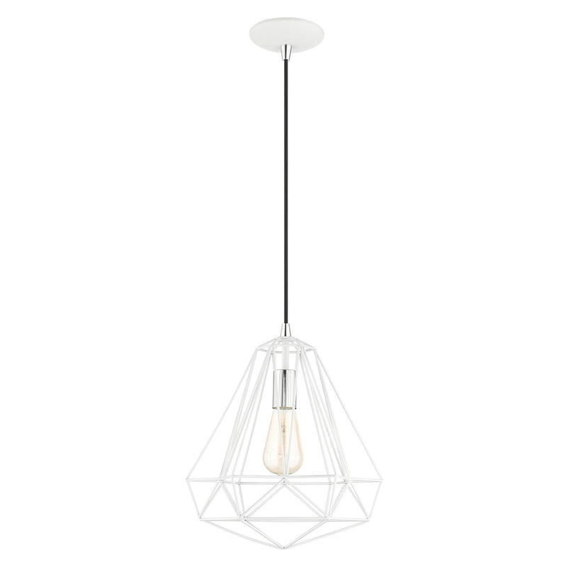 Knox 12.25" Pendant in Shiny White with Polished Chrome Accents