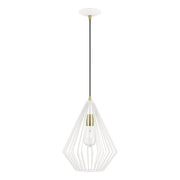 Linz Pendant in Textured White with Antique Brass Accents