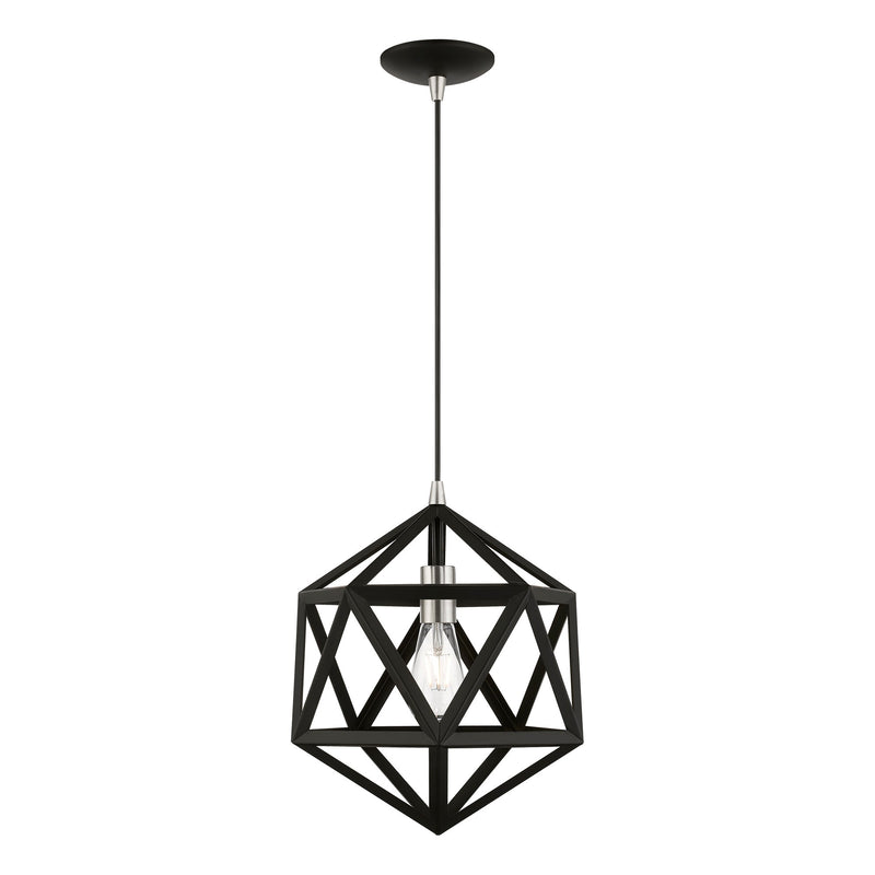 Ashland 13" Pendant in Black with Brushed Nickel Accents