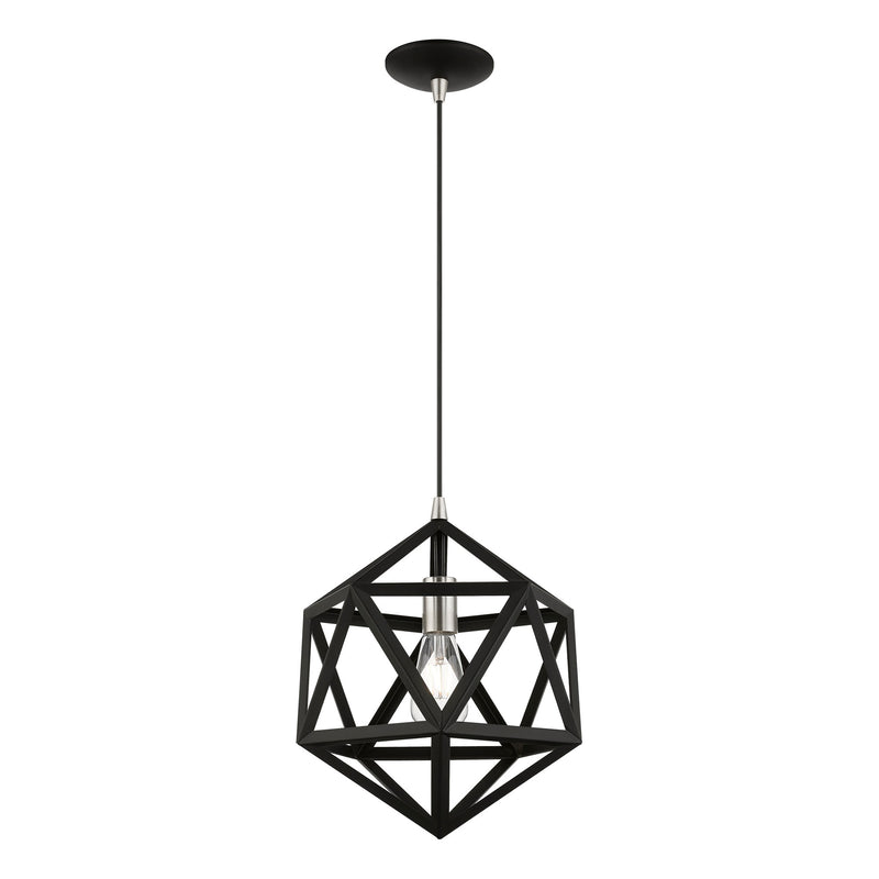 Ashland 13" Pendant in Black with Brushed Nickel Accents