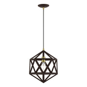 Ashland 13" Pendant in Bronze with Antique Brass Accents
