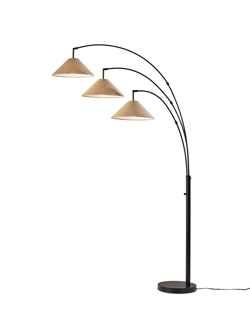 Braxton 3-Light Arc Floor Lamp in Dark Bronze