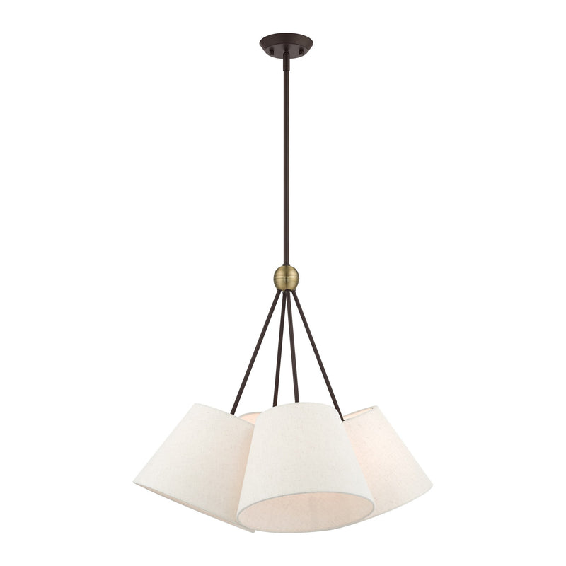 Prato 4-Light Chandelier in Bronze with Antique Brass Accents