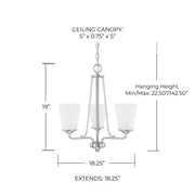 Braylon 3-Light Chandelier in Brushed Nickel