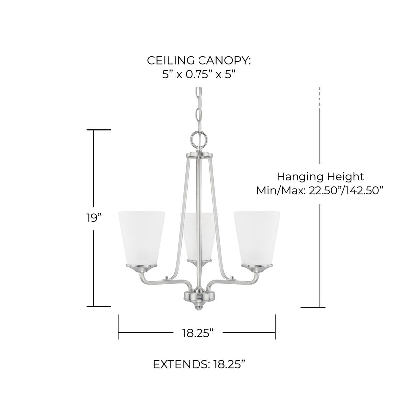Braylon 3-Light Chandelier in Brushed Nickel