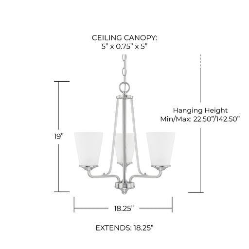 Braylon 3-Light Chandelier in Brushed Nickel