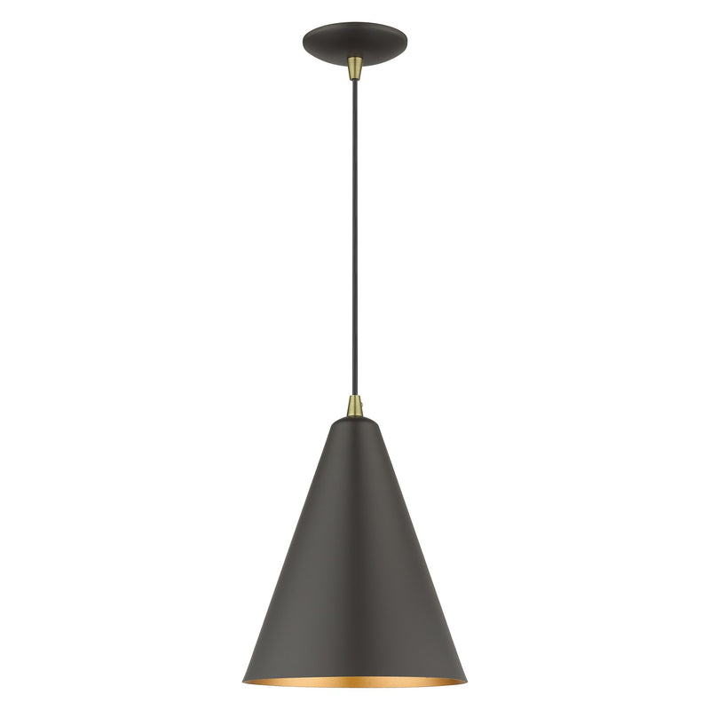 Dulce Cone Pendant in Bronze with Antique Brass Accents
