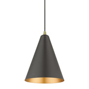 Dulce Cone Pendant in Bronze with Antique Brass Accents