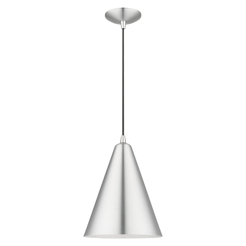 Dulce Cone Pendant in Brushed Aluminum with Polished Chrome Accents