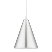 Dulce Cone Pendant in Brushed Aluminum with Polished Chrome Accents