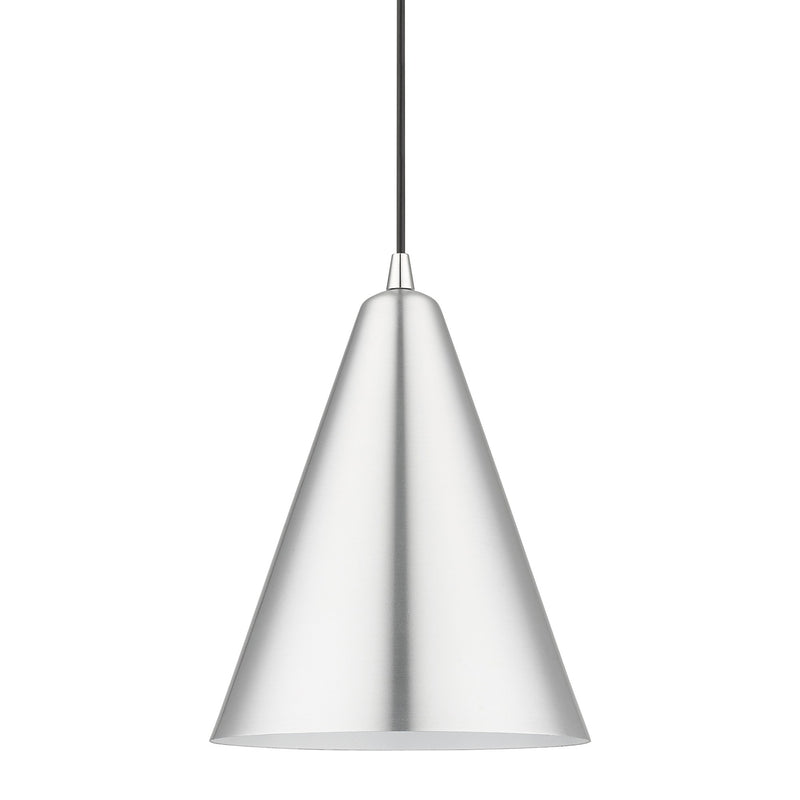 Dulce Cone Pendant in Brushed Aluminum with Polished Chrome Accents