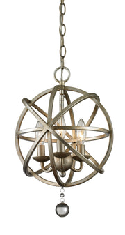 Acadia 3 Light 12" Chandelier in Antique Silver