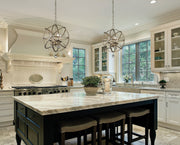 Acadia 4 Light 16" Chandelier in Antique Silver in a room setting