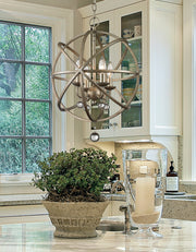 Acadia 4 Light 16" Chandelier in Antique Silver in a room setting