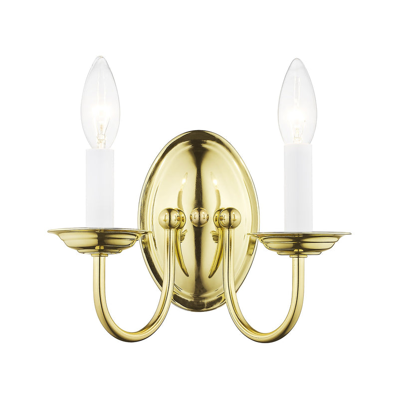 Home Basics 2-Light Double Wall Sconce in Polished Brass