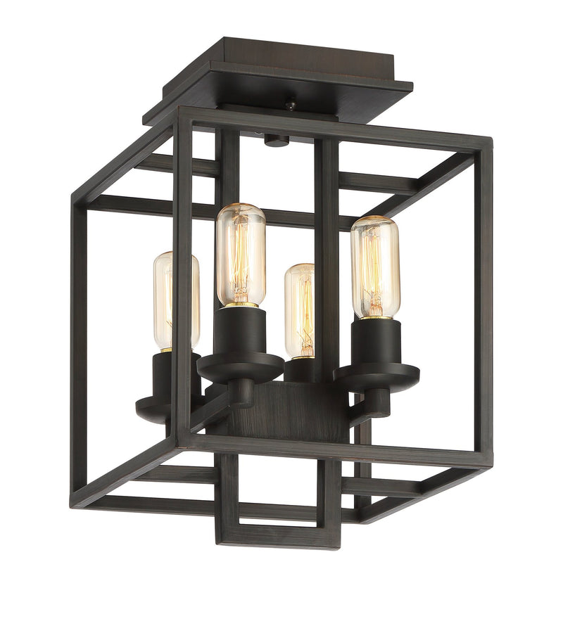 Cubic 4 Light 10.5" Semi Flush in Aged Bronze Brushed