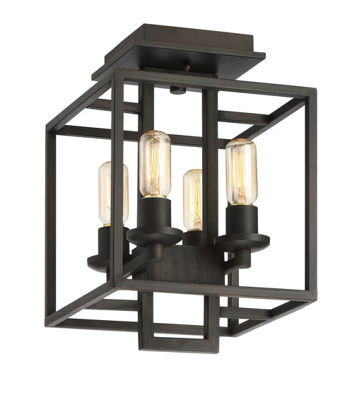Cubic 4 Light 10.5" Semi Flush in Aged Bronze Brushed