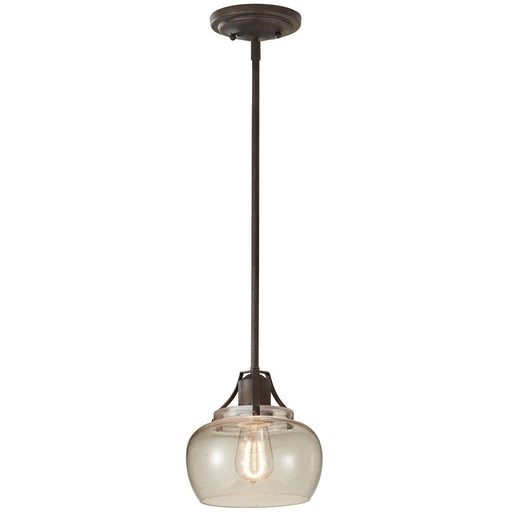 Urban Renewal Seeded Glass Bell Mini Pendant in Rustic Iron