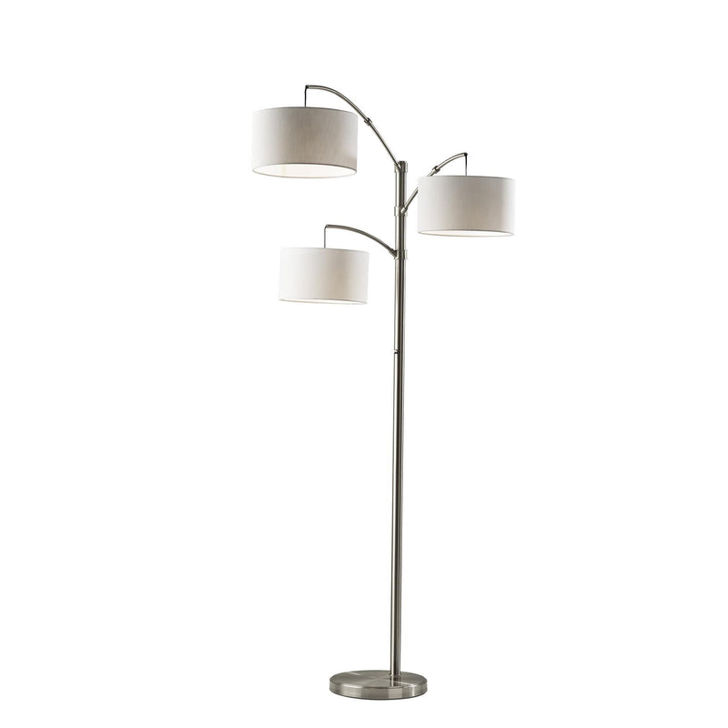 Cabo 3-Light Arc Floor Lamp in Brushed Steel
