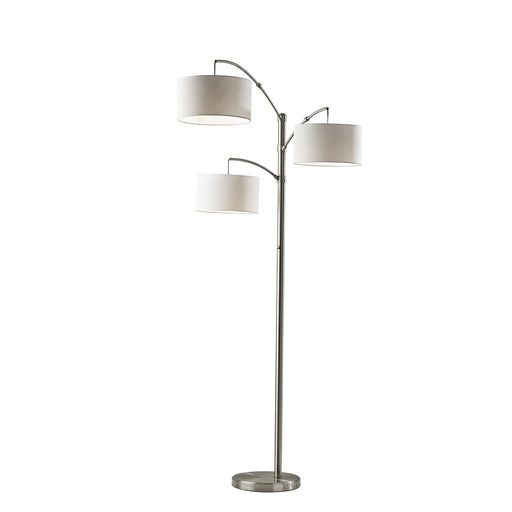 Cabo 3-Light Arc Floor Lamp in Brushed Steel