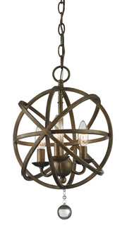 Acadia 3 Light 12" Chandelier in Golden Bronze