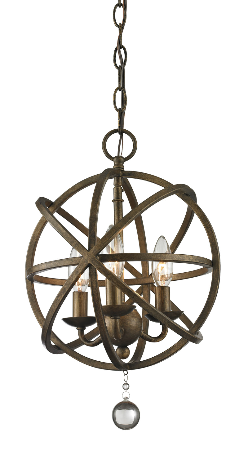 Acadia 3 Light 12" Chandelier in Golden Bronze