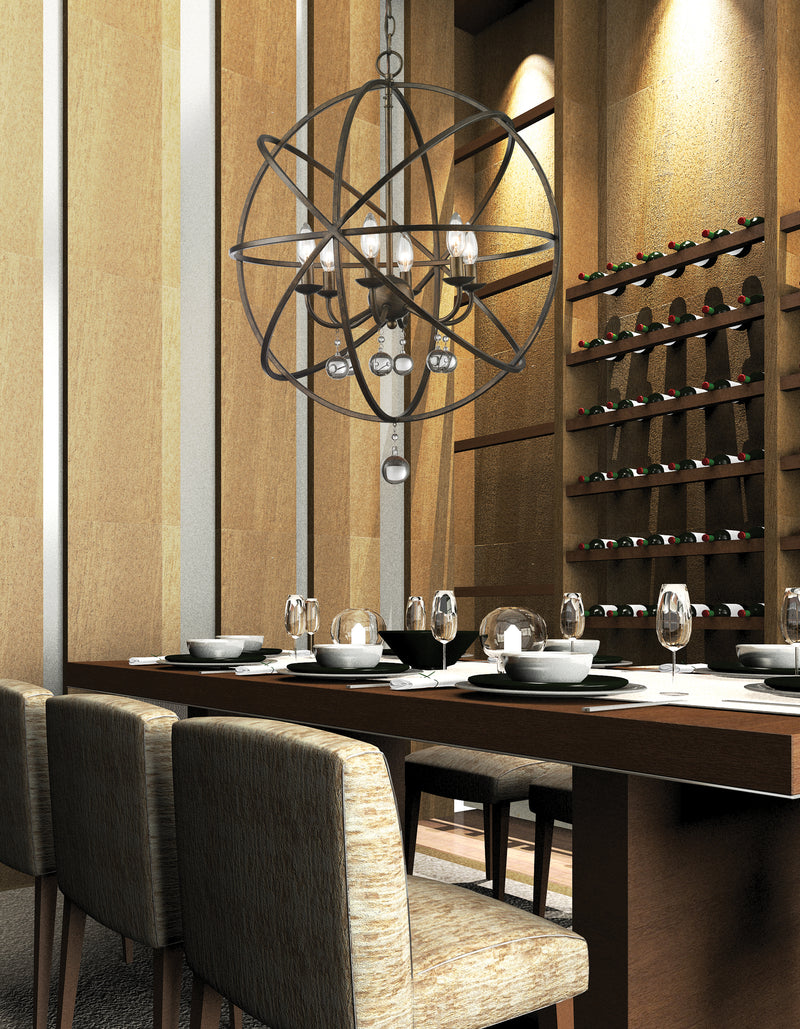 Acadia 6 Light 24" Chandelier in Golden Bronze in a room setting