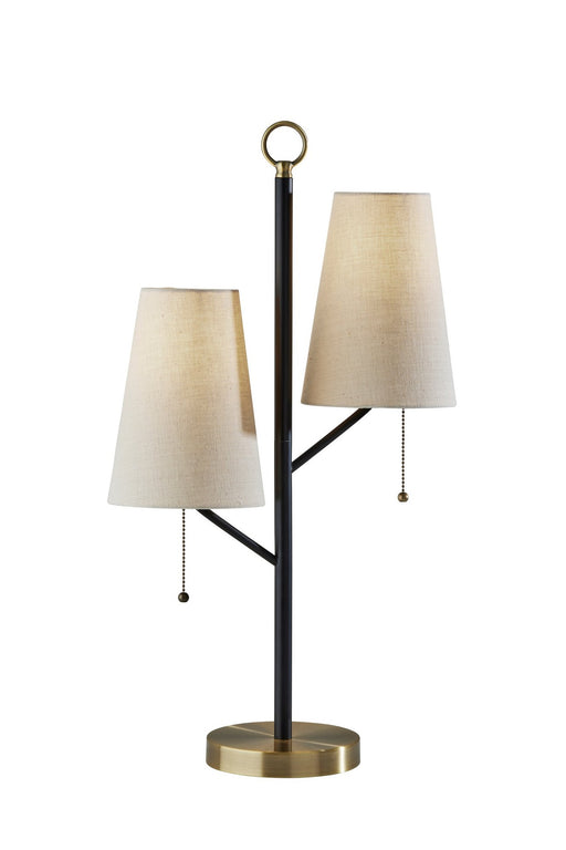 Daniel 2-Light Table Lamp in Black W. Antique Brass