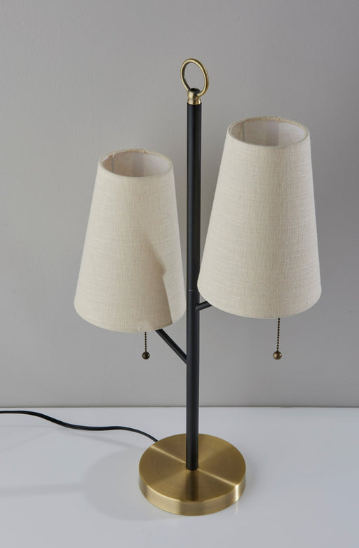 Daniel 2-Light Table Lamp in Black W. Antique Brass