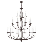 Home Basics 24-Light Grande 3-Tier Foyer Chandelier in Bronze