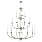 Home Basics 24-Light Grande 3-Tier Foyer Chandelier in Brushed Nickel