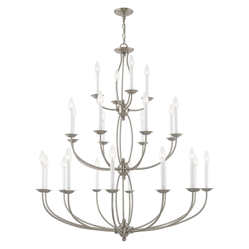 Home Basics 24-Light Grande 3-Tier Foyer Chandelier in Brushed Nickel