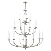 Home Basics 24-Light Grande 3-Tier Foyer Chandelier in Brushed Nickel