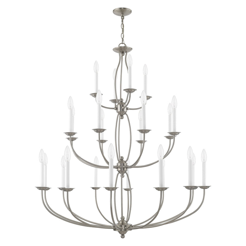 Home Basics 24-Light Grande 3-Tier Foyer Chandelier in Brushed Nickel