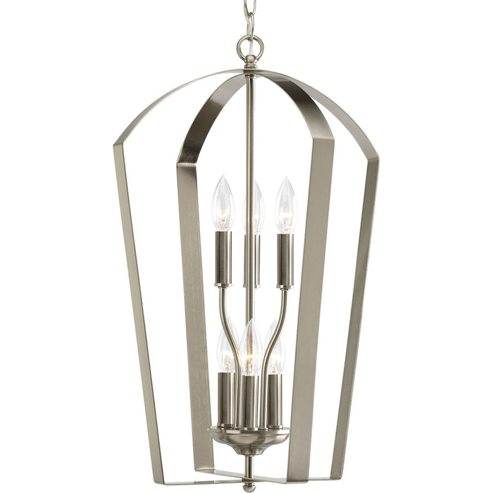 Gather Six Light Foyer Pendant in Brushed Nickel