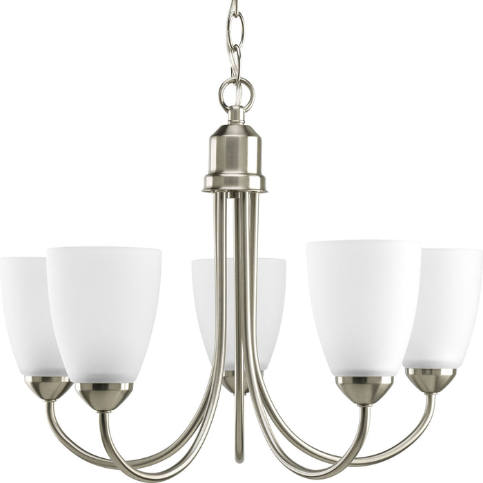 Gather Five Light Chandelier in Brushed Nickel
