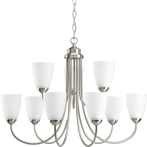 Gather Nine Light Chandelier in Brushed Nickel