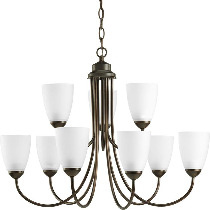Gather Nine Light Chandelier in Antique Bronze