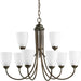 Gather Nine Light Chandelier in Antique Bronze