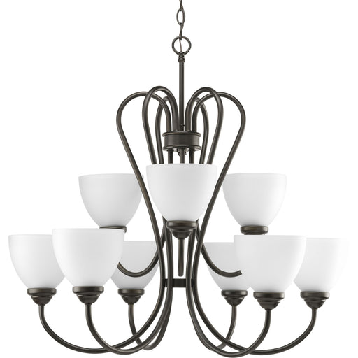Heart 9-Light, 2-Tier Chandelier in Antique Bronze