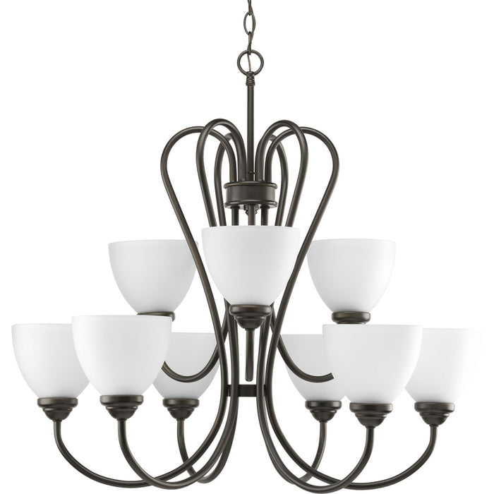 Heart 9-Light, 2-Tier Chandelier in Antique Bronze