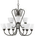 Heart 9-Light, 2-Tier Chandelier in Antique Bronze