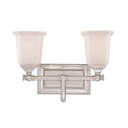 Nicholas 2-Light Opal Glass Bath Vanity Light in Brushed Nickel