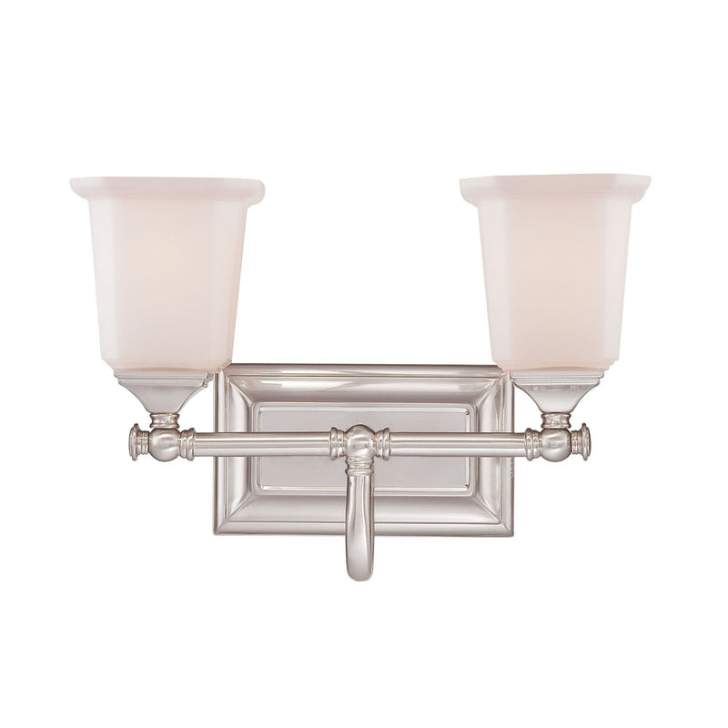 Nicholas 2-Light Opal Glass Bath Vanity Light in Brushed Nickel