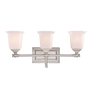 Nicholas 3-Light Opal Glass Bath Vanity Light in Brushed Nickel